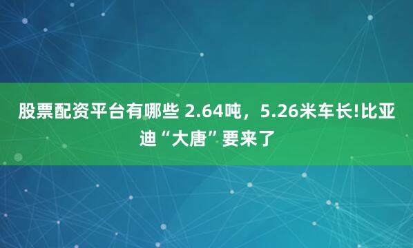 股票配资平台有哪些 2.64吨，5.26米车长!比亚迪“大唐”要来了